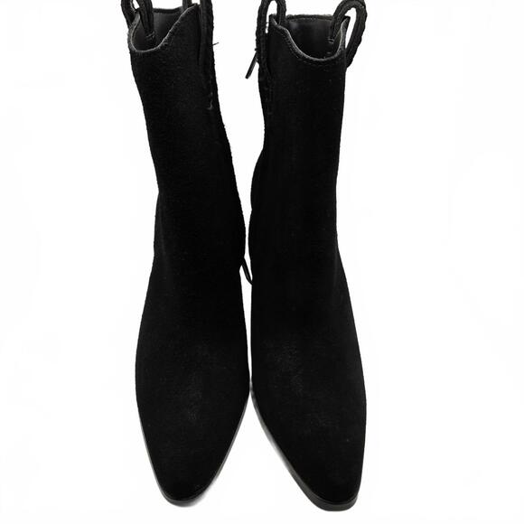 Sam Edelman Agnes Black Suede Western Booties Pointed Toe Block Heel Women’s 6M - Picture 3 of 8